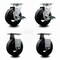 Service Caster 5 Inch Rubber on Cast Iron Caster Set with Roller Bearings 2 Brakes 2 Rigid SCC-20S520-RSR-TLB-2-R-2 - alternate 3